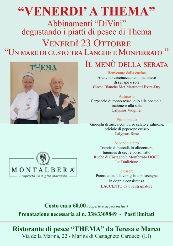 locandina venerdi a Thema serata Montalbera 23 ottobre 2026